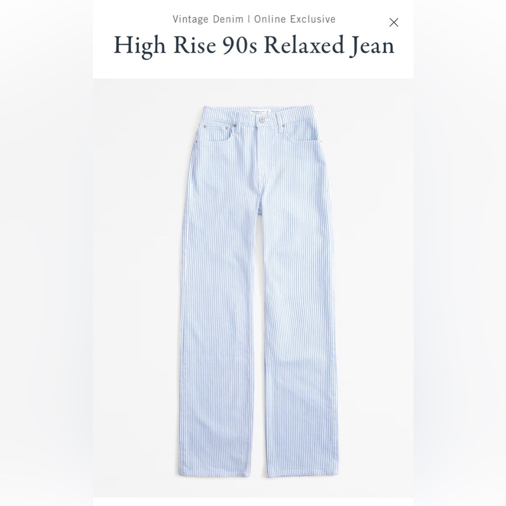 Abercrombie High Rise 90s Relaxed Jean, Size 26 Regular, Blue Stripe *BRAND NEW*